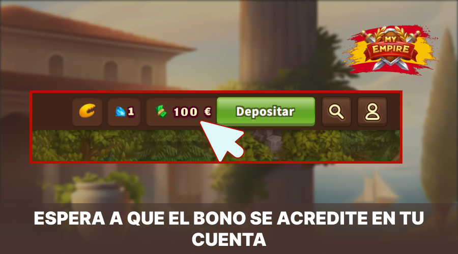 Espere a que el bono se acredite en su cuenta de My Empire Casino