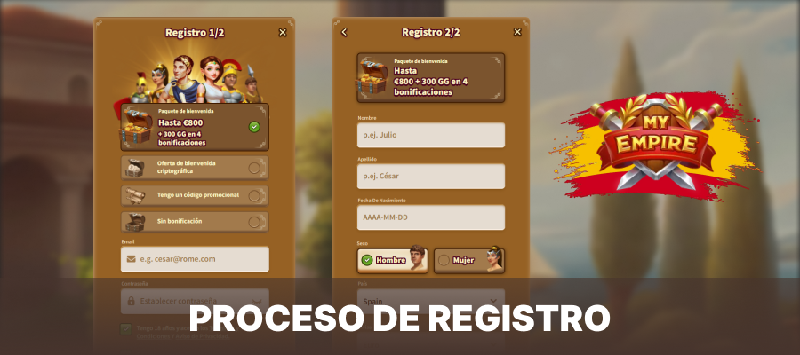 El proceso de registro en My Empire Casino en España