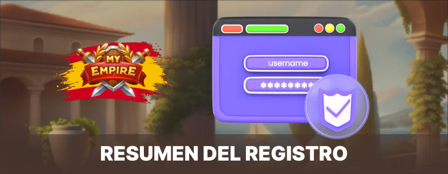 Resumen de registro en My Empire Casino