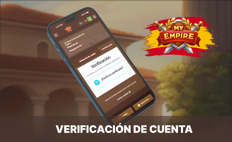 Verifique su cuenta usando la aplicación My Empire Casino