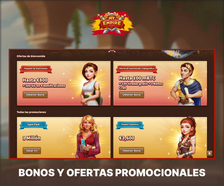 My Empire Casino ofrece una gran variedad de bonos y promociones