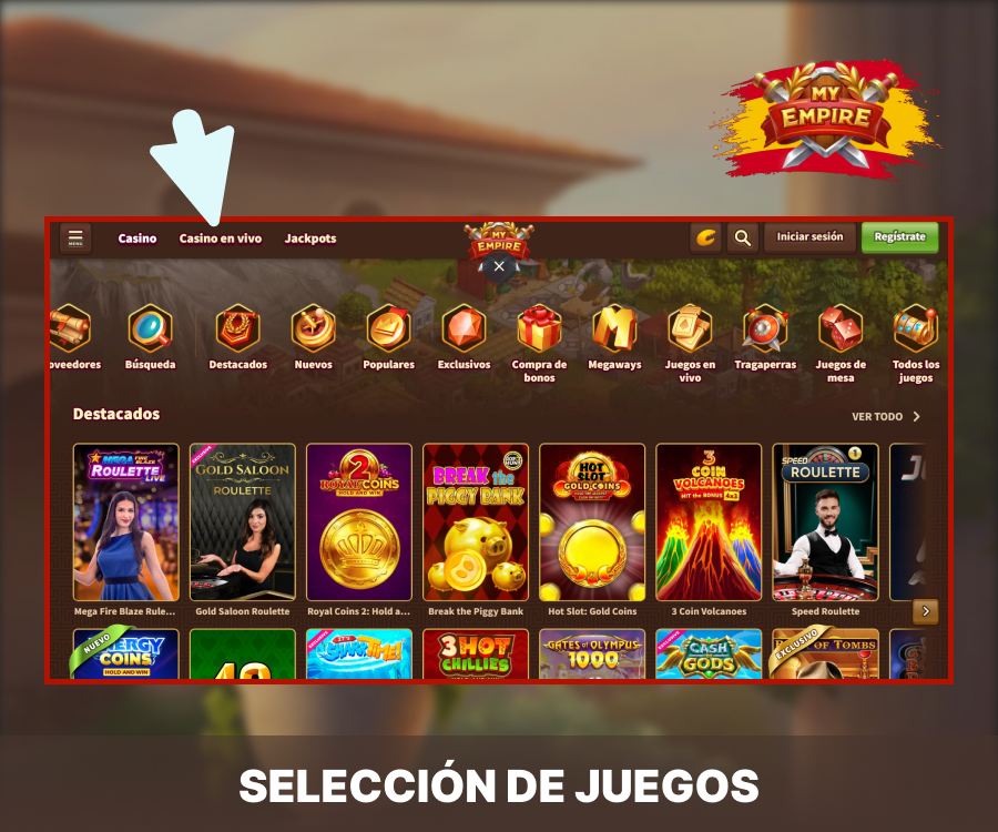 My Empire Casino ofrece una amplia selección de juegos